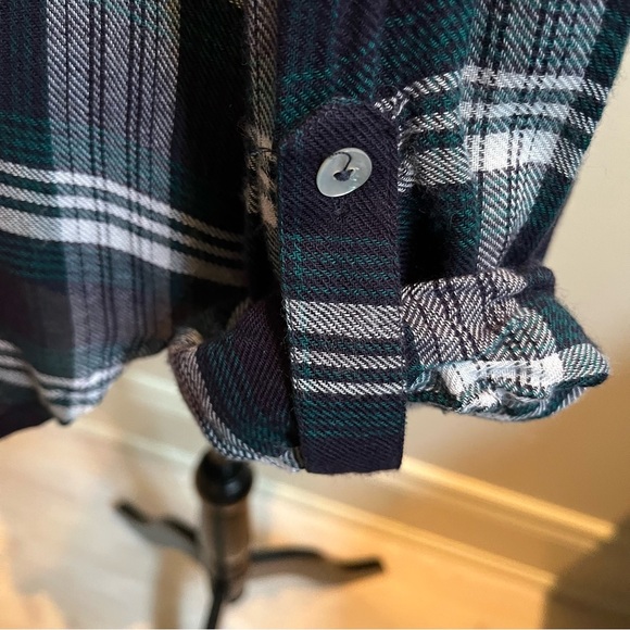 Charlotte Russe~Plaid Shirt~Size L~Navy, Green, Black and White - Picture 6 of 9
